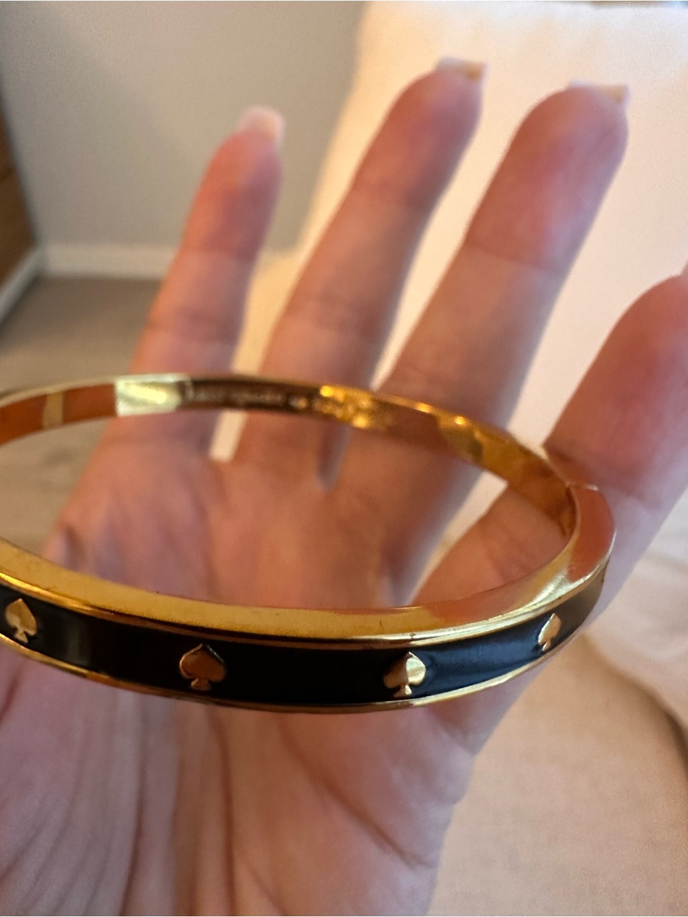 kate spade Gold and Black Heart Enamel Bangle Bracelet - Picture 3 of 8